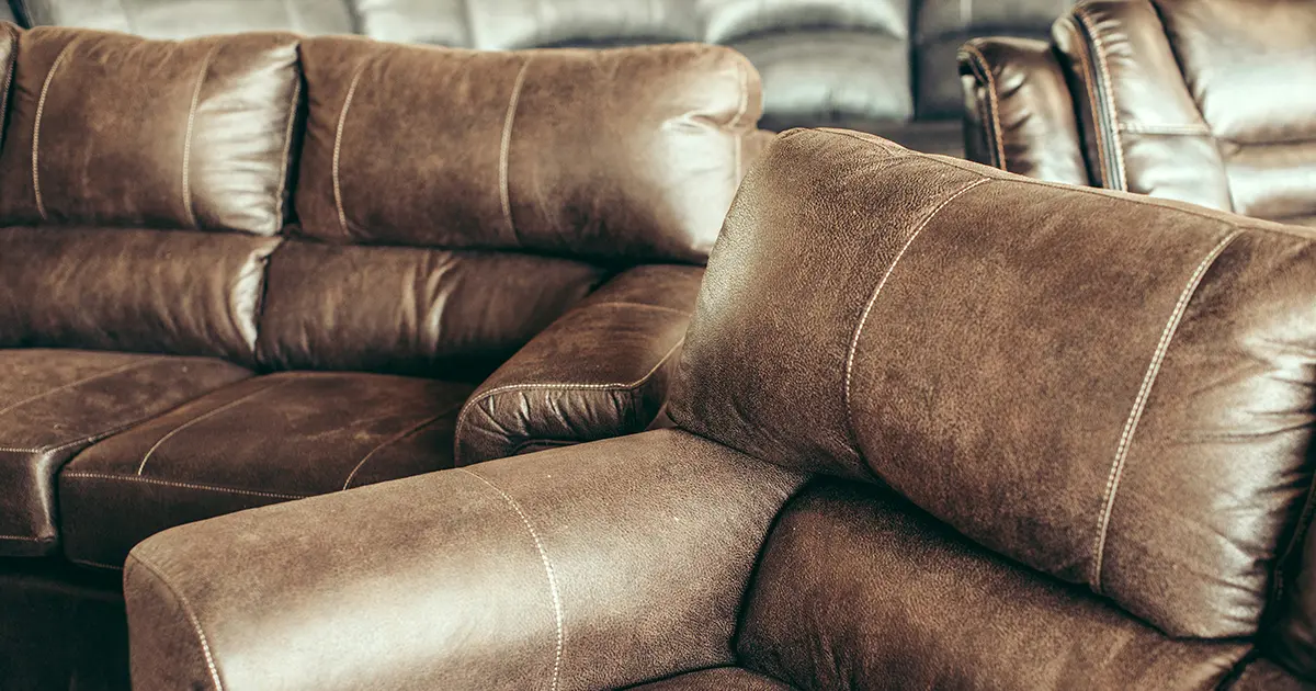 eather sectional sofa restoration - worn brown couch repair