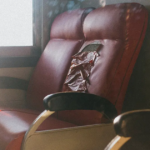orn cracked leather seat with visible damage